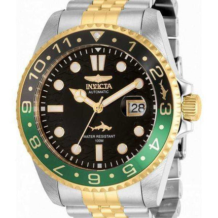 Orologio da uomo automatico Invicta Pro Diver con quadrante nero in acciaio inossidabile bicolore 35151 100M