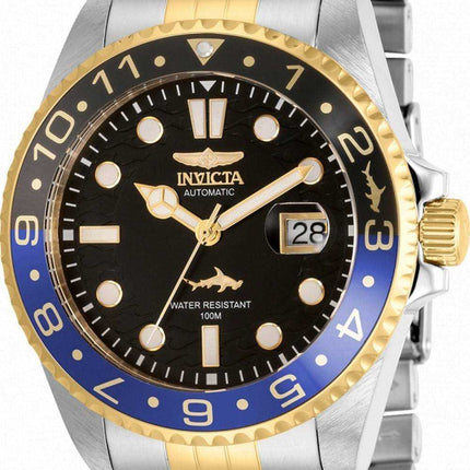 Orologio da uomo automatico Invicta Pro Diver con quadrante nero in acciaio inossidabile bicolore 35152 100M