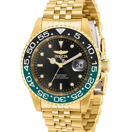 Orologio da uomo Invicta Pro Diver tono oro in acciaio inossidabile quadrante nero al quarzo Diver 36043 200M