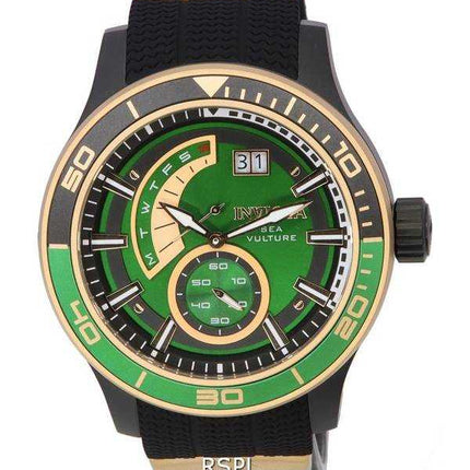 Orologio da uomo Invicta Sea Vulture in silicone nero con quadrante verde al quarzo 37244 100M da uomo