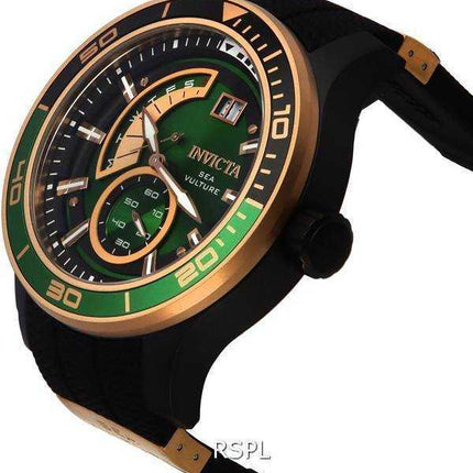 Orologio da uomo Invicta Sea Vulture in silicone nero con quadrante verde al quarzo 37244 100M da uomo