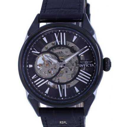 Orologio da uomo Invicta Vintage Skeleton Leather quadrante nero meccanico INV38164 100M maschile