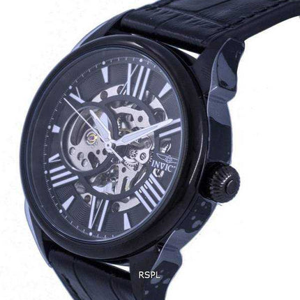 Orologio da uomo Invicta Vintage Skeleton Leather quadrante nero meccanico INV38164 100M maschile