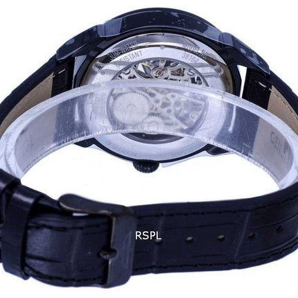 Orologio da uomo Invicta Vintage Skeleton Leather quadrante nero meccanico INV38164 100M maschile