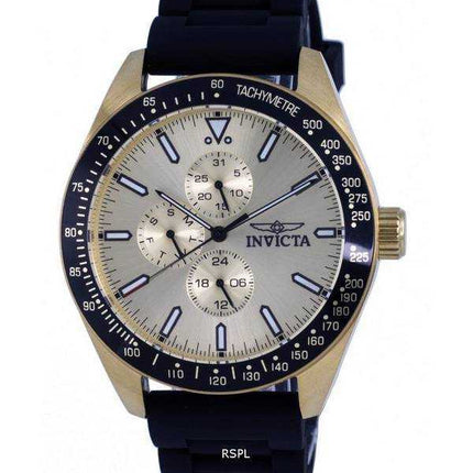 Orologio da uomo Invicta Aviator Tachimetro Silicon quadrante dorato al quarzo INV38405 100M Orologio da uomo