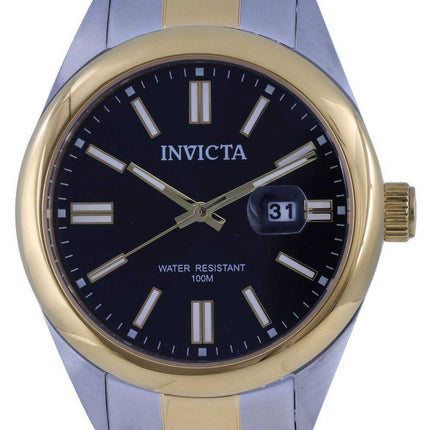 Orologio da uomo Invicta Pro Diver bicolore in acciaio inossidabile quadrante nero al quarzo INV38466 100M da uomo