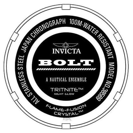 Orologio da uomo Invicta Bolt cronografo in acciaio inossidabile con quadrante nero al quarzo 38569 100M