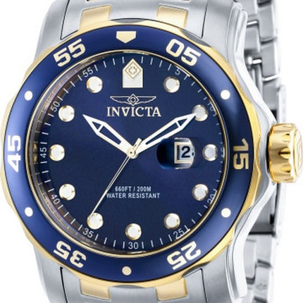 Orologio da uomo Invicta Pro Diver bicolore in acciaio inossidabile quadrante blu al quarzo Diver 39089 200M da uomo