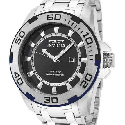 Orologio da uomo Invicta Pro Diver in acciaio inossidabile con quadrante nero al quarzo 39118 100M