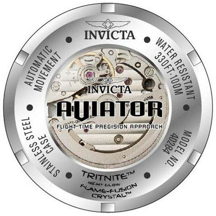 Orologio da uomo Invicta Aviator in silicone con quadrante nero automatico 40284 100M