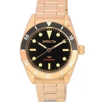Orologio da uomo Invicta Pro Diver Zager esclusivo tono oro rosa quadrante nero automatico 40490 200M da uomo