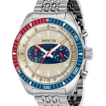 Orologio da uomo Invicta Monaco Speedway in acciaio inossidabile con quadrante beige al quarzo 40525 100M