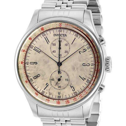 Orologio da uomo Invicta vintage in acciaio inossidabile con quadrante beige al quarzo 40850