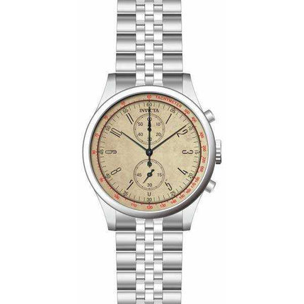 Orologio da uomo Invicta vintage in acciaio inossidabile con quadrante beige al quarzo 40850