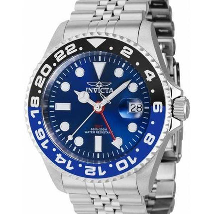 Orologio da uomo Invicta Pro Diver GMT in acciaio inossidabile con quadrante blu al quarzo Diver's 40955 200M