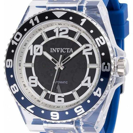 Orologio da uomo Invicta Speedway con cinturino in silicone blu e quadrante scheletrato nero Batman Bezel Automatico 44382 100M
