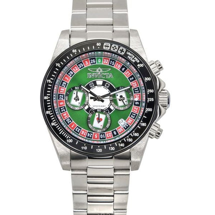 Orologio da uomo Invicta Speedway Roulette Casino Chronograph GMT quadrante verde al quarzo 44642 200M