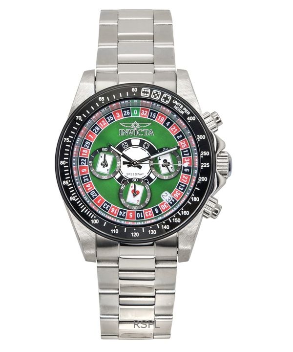 Orologio da uomo Invicta Speedway Roulette Casino Chronograph GMT quadrante verde al quarzo 44642 200M
