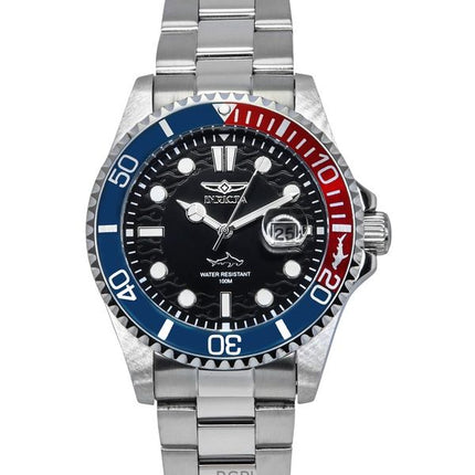 Orologio da uomo Invicta Pro Diver in acciaio inossidabile con quadrante nero e lunetta Pepsi al quarzo 44708 100M