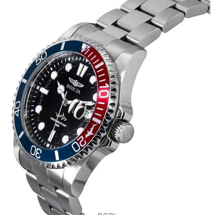 Orologio da uomo Invicta Pro Diver in acciaio inossidabile con quadrante nero e lunetta Pepsi al quarzo 44708 100M