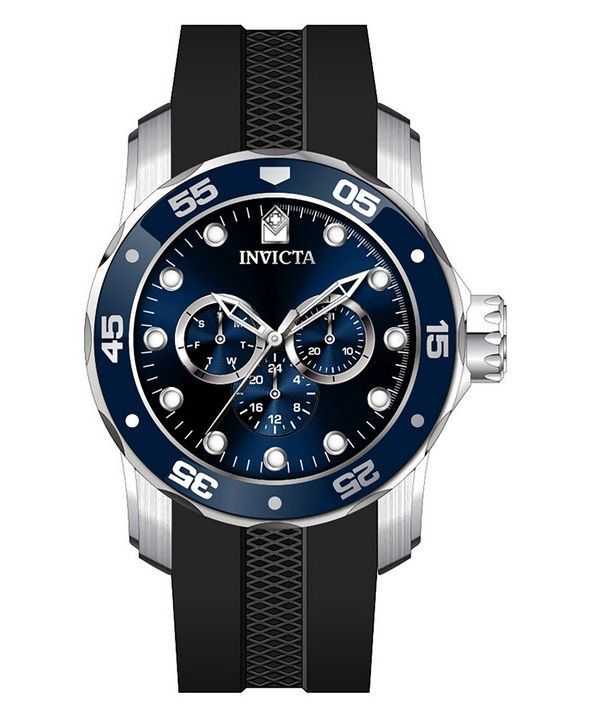Orologio da uomo Invicta Pro Diver Scuba GMT con cinturino in silicone quadrante blu al quarzo 45722