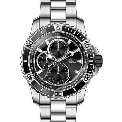 Orologio da uomo Invicta Pro Diver Scuba GMT in acciaio inossidabile con quadrante nero al quarzo 45745 100M