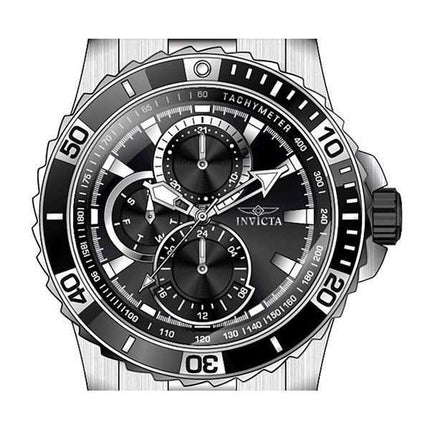 Orologio da uomo Invicta Pro Diver Scuba GMT in acciaio inossidabile con quadrante nero al quarzo 45745 100M