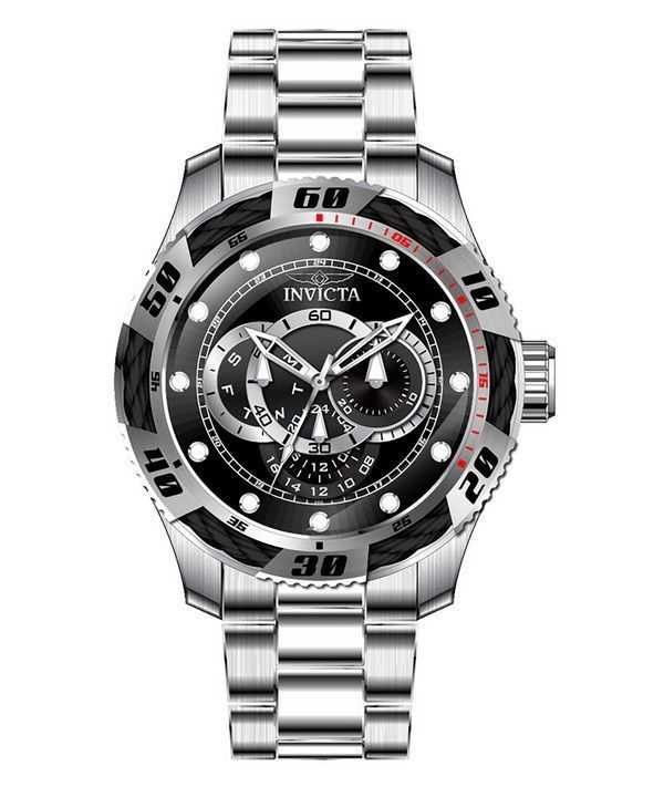 Orologio da uomo Invicta Speedway GMT in acciaio inossidabile con quadrante nero al quarzo 45755 100M