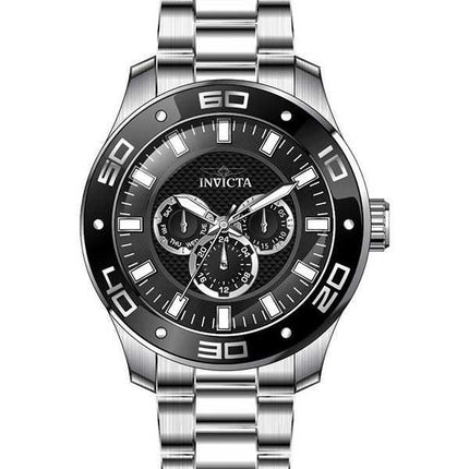 Orologio da uomo Invicta Pro Diver Scuba GMT in acciaio inossidabile quadrante nero al quarzo 45756 100M