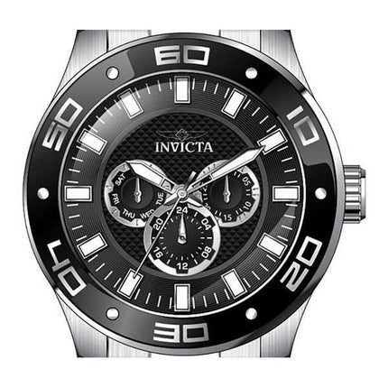 Orologio da uomo Invicta Pro Diver Scuba GMT in acciaio inossidabile quadrante nero al quarzo 45756 100M