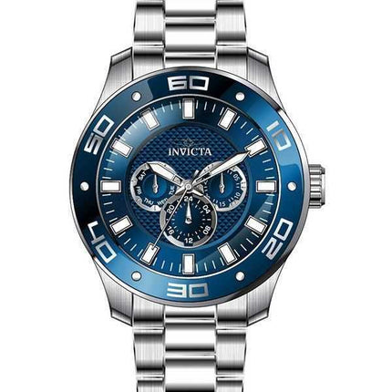 Orologio da uomo Invicta Pro Diver Scuba GMT in acciaio inossidabile quadrante blu al quarzo 45757 100M