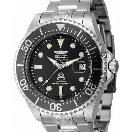 Orologio da uomo Invicta Pro Diver Dual Time in acciaio inossidabile con quadrante nero automatico 45812 100M