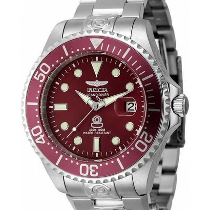 Orologio da uomo Invicta Pro Diver Dual Time in acciaio inossidabile con quadrante rosso automatico 45814 100M