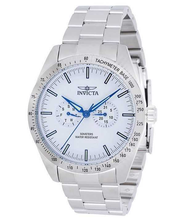 Orologio da uomo Invicta Specialty in acciaio inossidabile con quadrante bianco al quarzo 45975
