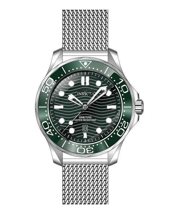 Orologio da uomo Invicta Pro Diver in acciaio inossidabile con quadrante verde al quarzo 45980