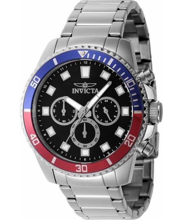 Orologio da uomo Invicta Pro Diver cronografo in acciaio inossidabile quadrante nero al quarzo 46053