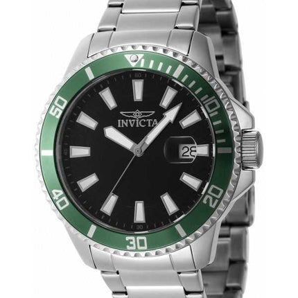 Orologio da uomo Invicta Pro Diver in acciaio inossidabile con quadrante nero al quarzo 46075