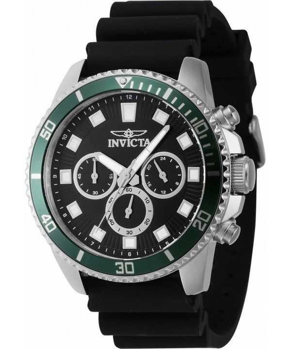 Orologio da uomo Invicta Pro Diver cronografo cinturino in silicone quadrante nero al quarzo 46086