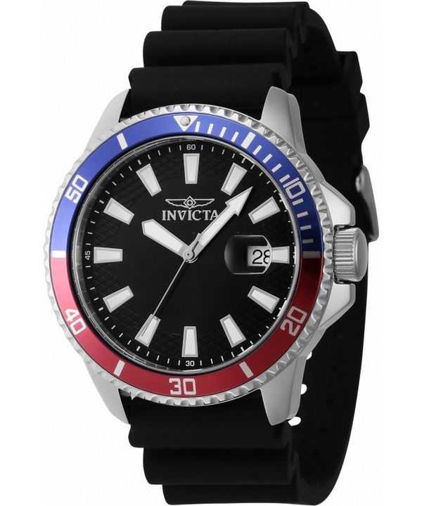 Orologio da uomo Invicta Pro Diver con cinturino in silicone quadrante nero al quarzo 46131