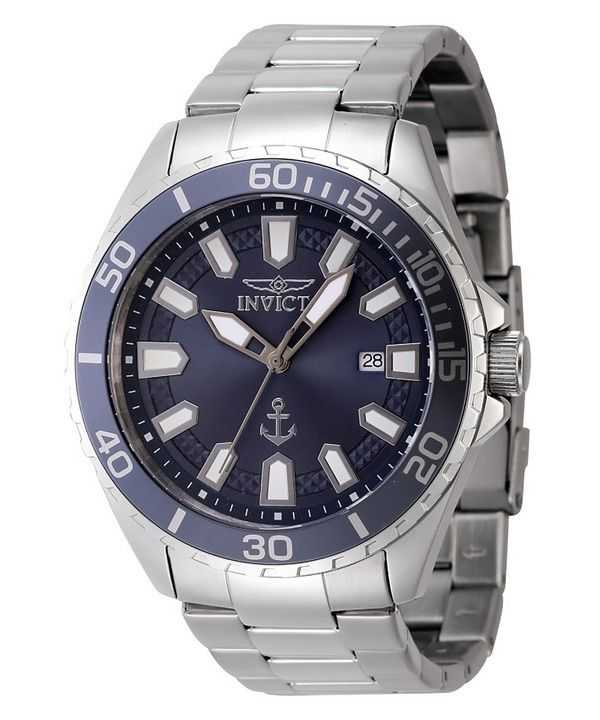 Orologio da uomo Invicta Ocean Voyage in acciaio inossidabile con quadrante blu al quarzo 46278