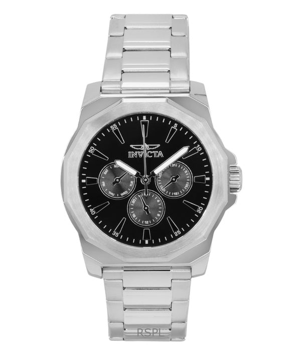 Orologio da uomo Invicta Speedway in acciaio inossidabile con quadrante nero al quarzo 46842