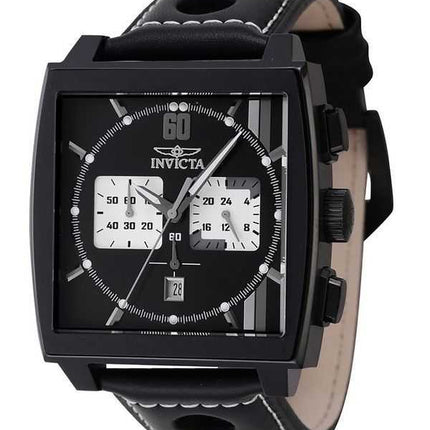 Orologio da uomo Invicta S1 Rally Chronograph GMT cinturino in pelle quadrante nero al quarzo 46853 100M