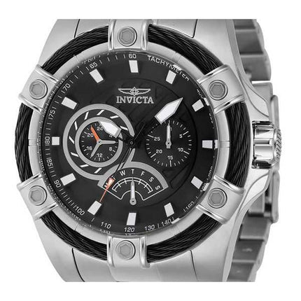Orologio da uomo Invicta Bolt retrogrado GMT in acciaio inossidabile quadrante nero al quarzo 46863 100M