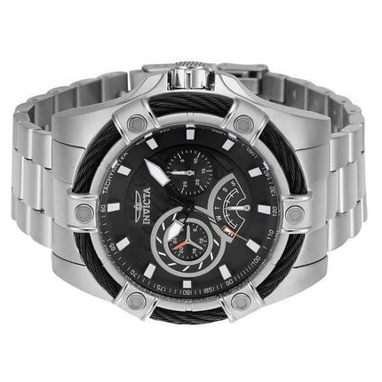 Orologio da uomo Invicta Bolt retrogrado GMT in acciaio inossidabile quadrante nero al quarzo 46863 100M