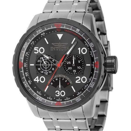Orologio da uomo Invicta Aviator retrograde GMT in acciaio inossidabile con quadrante color canna di fucile al quarzo 46982 100M