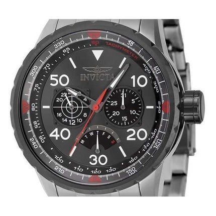 Orologio da uomo Invicta Aviator retrograde GMT in acciaio inossidabile con quadrante color canna di fucile al quarzo 46982 100M