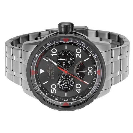 Orologio da uomo Invicta Aviator retrograde GMT in acciaio inossidabile con quadrante color canna di fucile al quarzo 46982 100M