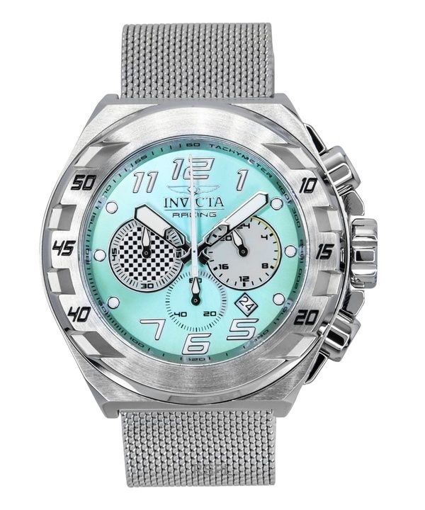 Orologio da uomo Invicta Racing in acciaio inossidabile con quadrante turchese al quarzo 47202