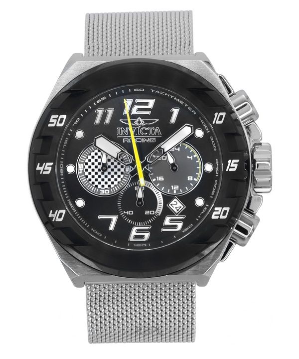 Orologio da uomo Invicta Racing Chronograph GMT in acciaio inossidabile con quadrante grigio al quarzo 47203
