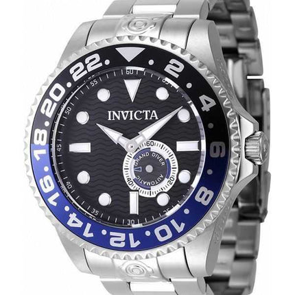 Orologio da uomo Invicta Pro Diver in acciaio inossidabile con lunetta nera e blu e quadrante nero, automatico, subacqueo, 47295